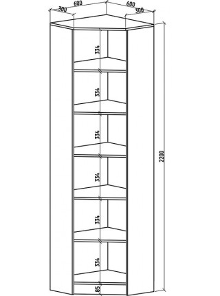Книжный шкаф Верона-2 (2200*600*600)